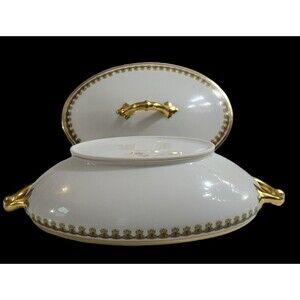 Limoges Haviland Covered Vegetable Dish Schleiger 575 Gold Trim